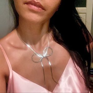 Holidays Silver Bow tie Necklace